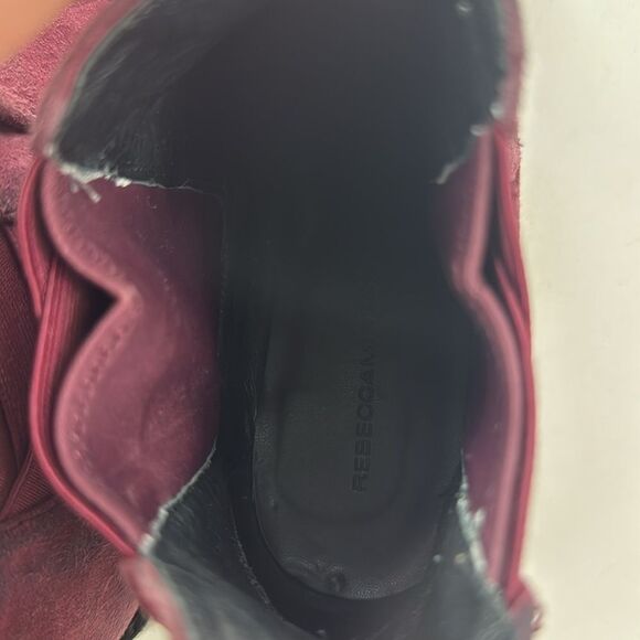 Rebecca Minkoff Jacy Suede Leather Burgundy Pointed Toe Women’s Ankle Boots - Picture 11 of 16